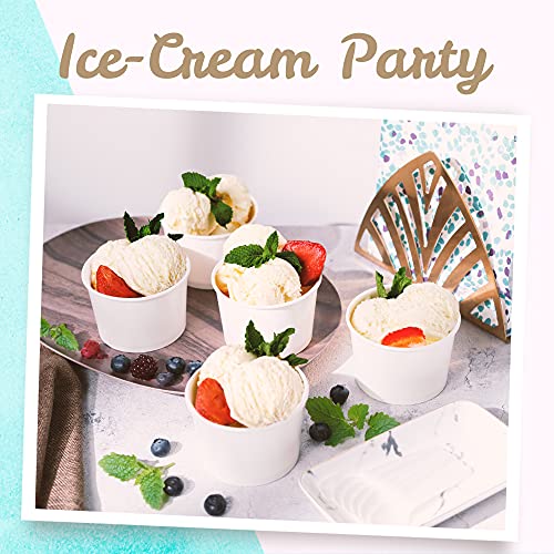 MATICAN Paper Ice Cream Cups - 50-Count 9-Oz Disposable Dessert Bowls for Hot or Cold Food, 9-Ounce Party Supplies Treat C...