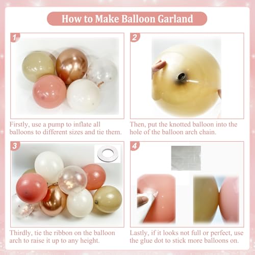Dusty Pink Balloon Arch Kit, 143Pcs Boho Blush Pink Sand White Nude Rose Gold Balloons Garland Arch Kit Confetti Balloons ...