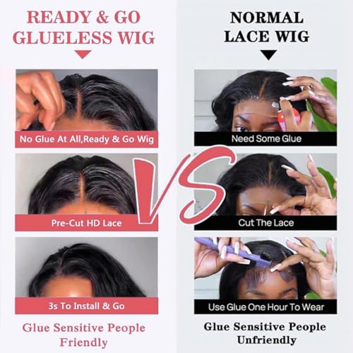 9x6 Glueless Wigs, Pre Plucked & Pre Cut, 180% Density HD Lace Closure, Straight Lace Front, 20" Inch Ready to Wear Wigs