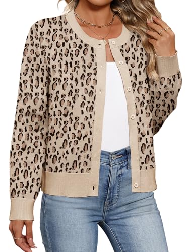 Bellcoco Women's Cardigan Sweaters Lightweight Crew Neck Button Down Long Sleeve Spring Outfits Fashion Clothing 2026