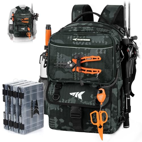 KastKing BaitSpace 50L Fishing Tackle Backpack with Removable Bait Binder,2 Rod Holders Storage Fishing Gear and Equipment