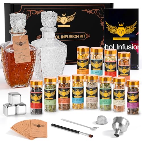 JenChrysm Whiskey Infusion Kit - Alcohol Infusion Kit to Make Your Own Flavored Drink, Whiskey Making Kit with Natural Ing...