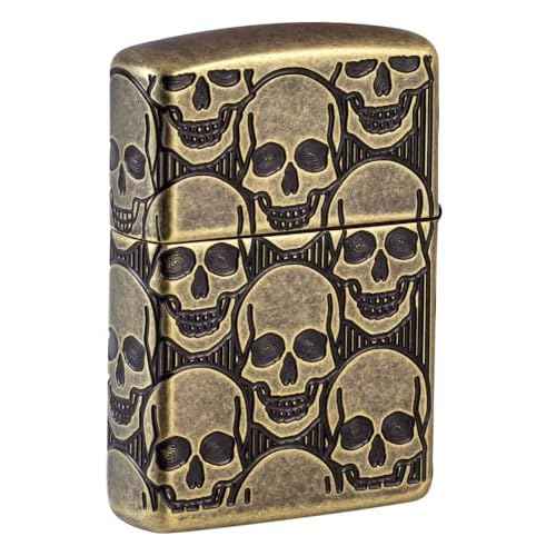 Zippo Cackling Cranium Design Armor Antique Brass Pocket Lighter