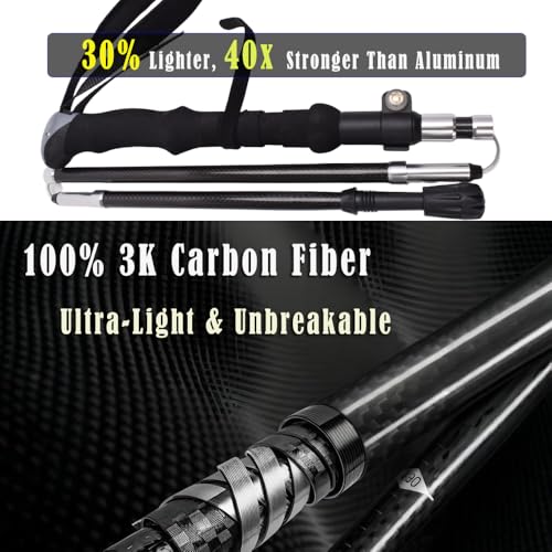 Trekking Poles 2-Pack 100% Carbon Fiber Ultralight 7.6oz, Collapsible Anti-Shock Hiking Poles with Tungsten Carbide Tips &...
