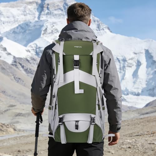 MOSISO 50L Hiking Backpack, Waterproof Flap Cover Camping Backpack with Rain Cover for Men Women, Lightweight Sport Daypac...