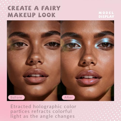 HOSAILY Holographic Duochrome Blue Glitter Eyeshadow, Color Shift Metallic Shimmer Eyeshadow Palette, Chameleon Sparkle In...