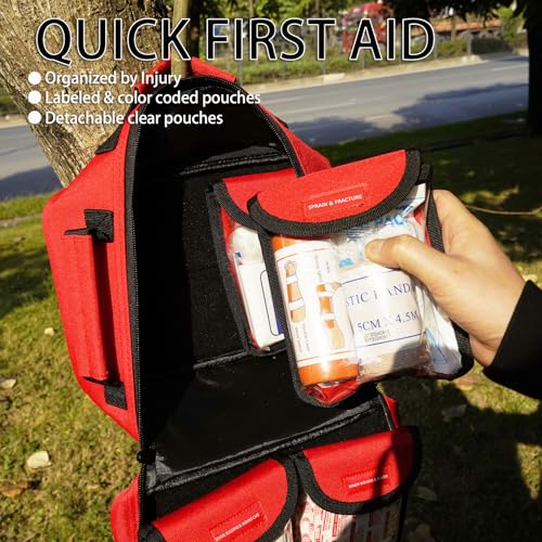 FALCON RESCUE Premium 418-Piece First Aid Kit for Home, Travel, Camping, Hiking & Outdoor Emergencies, Tear-Resistant Surv...
