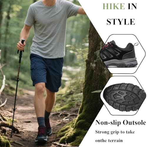 CIVHOM Men Breathable Outdoor Hiking Shoes, Comfortable Trekking Trail Sneakers for Walking & Adventures