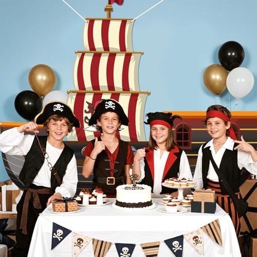 Caribbean Pirate Ship Party Backdrop Banner for Pirate Party Decorations Pirates Birthday Backdrop Sign Favors Photo Booth...