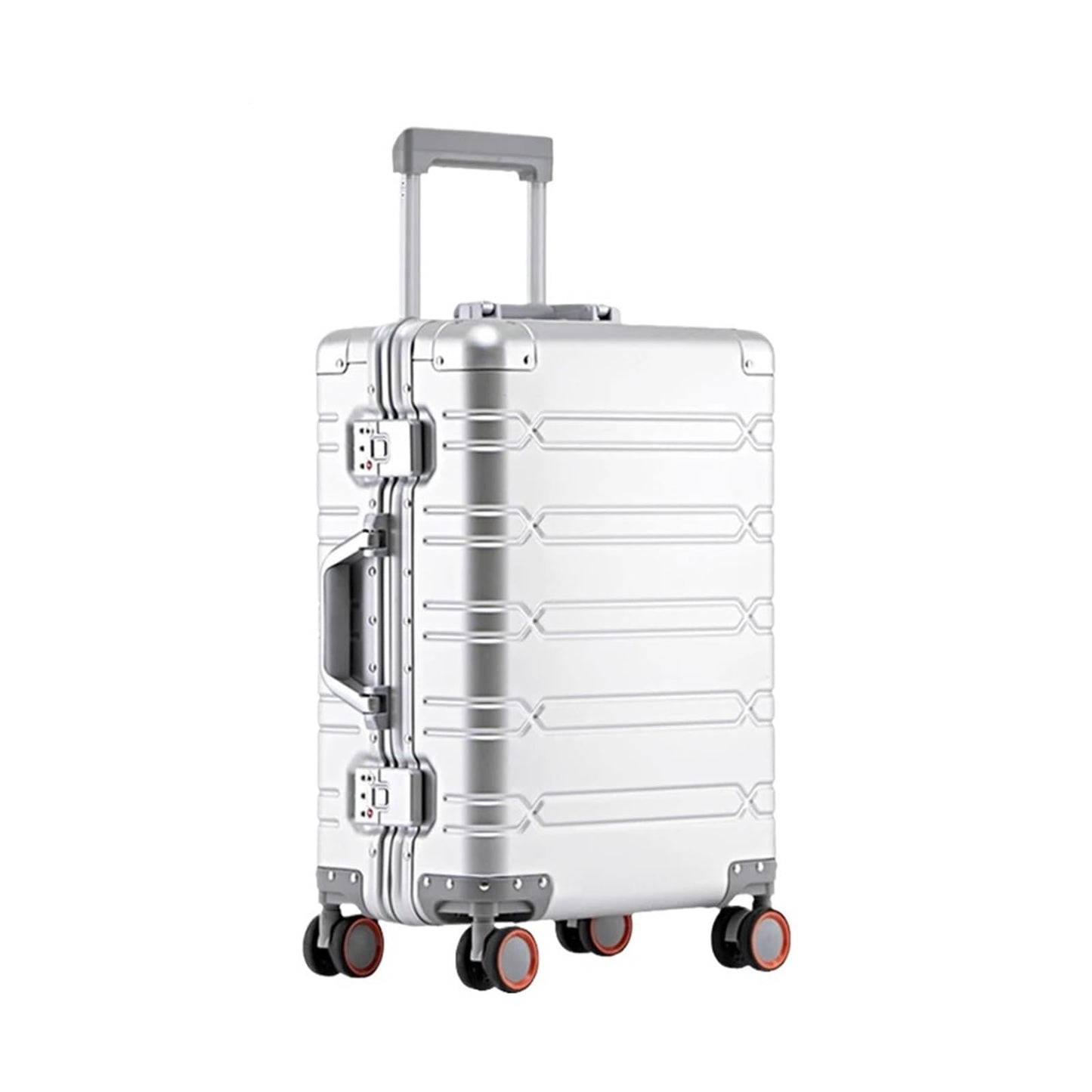 MUdson Trunk 20" Inch Aluminum Suitcase Business Luggage 24" Trolley Case Travelling Durable (Color : Silver, Size : 20")
