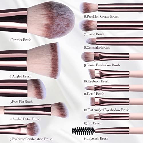 BS-MALL Makeup Brushes Foundation Powder Concealers Eye Shadows Makeup Set with LED light Mirror 14 Pcs Mini Makeup Brushe...