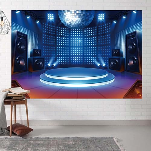 5x4ft Stage Backdrop Spotlight Dancing Platform Concert Live Photography Background Let’s Glow Party Banner Neon Lights De...