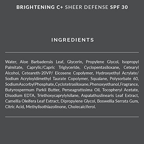 Brightening C+ Sheer Defense SPF 30 - Oil-Free, Fast-Absorbing SPF Makeup that Reduces Redness and Evens Skin Tone