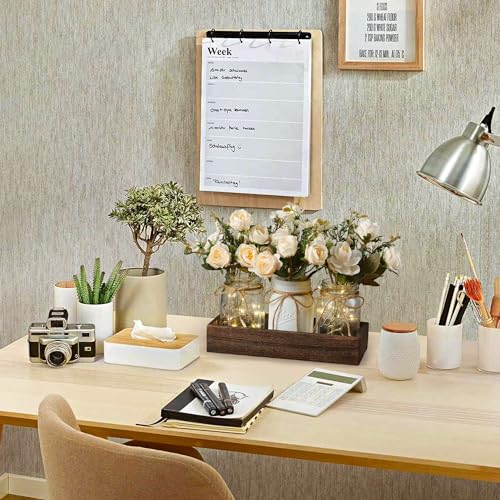 DUOER 3 Pcs Mason Jar Centerpiece Table Decorations for Dining Table Decor Farmhouse Coffee Table Decor with Wood Tray and...