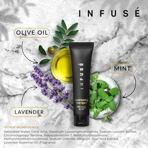Black Hotel Toiletries Bulk | 1 oz Conditioning Shampoo Travel Size | For Hotels, Vacation Rentals, Gym, Luxury, Airport | Case of 20