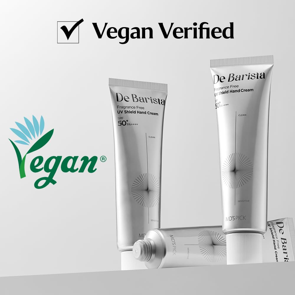 MD'S PICK De Barista Sun Shield Hand Cream SPF50+/PA++++ 50g – UV Protect,Fragrance-Free, Vegan, and Lightweight Hand Moisturizer