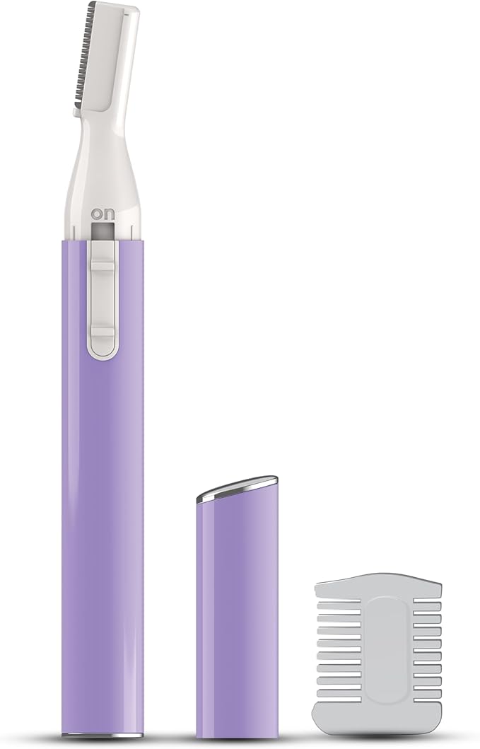 Bella Ciao Eyebrow and Bikini Trimmer for Women, Gentle Electric Facial Hair Removal Device, Battery Operated Precision Hair Trimmer with Dual-Sided Trimming Guide, Protective Cap