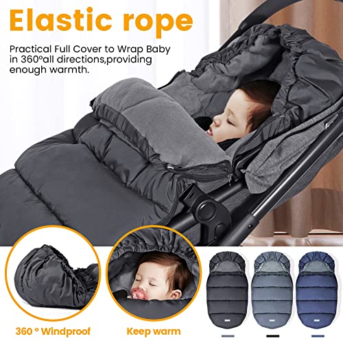 Orzbow Universal Stroller Footmuff, Winter Baby Stroller Bunting Bag, Warm Coral Fleece Stroller Sleeping Bag for Cold Wea...