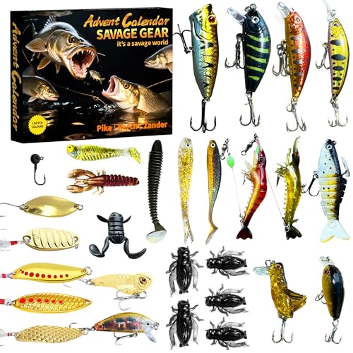 Fishing Advent Calendar 2025, 24 Days of Christmas Countdown Calendar with Lures Set, Birthday Gifts for Adult, Men, Teen ...