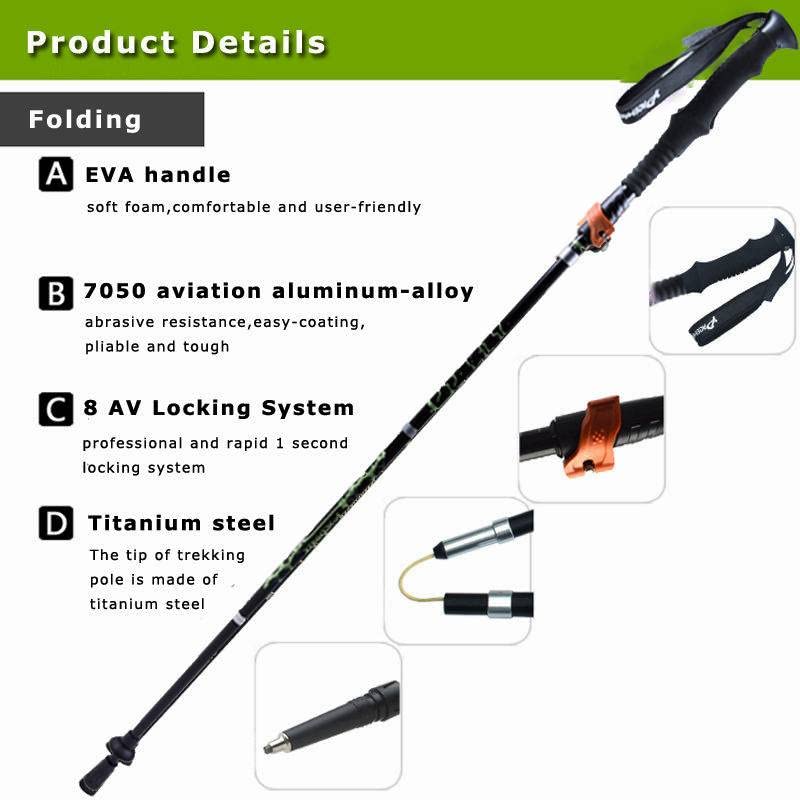 Trekking Poles -2 Ultralight Collapsible Carbon Fiber Hiking Poles with Anti-Shock and Quick Lock System, Folding Walking ...