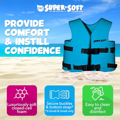 TRC Recreation Super Soft Child Size X Small Life Jacket USCG Approved Vinyl Coated Foam Swim Vest for Kids Swimming Pool ...