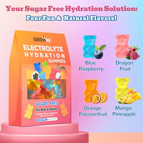 Electrolyte Gummies Sugar Free | Electrolyte Hydration Energy Gummies for Running & Sports - Energy Chews with Calcium & V...