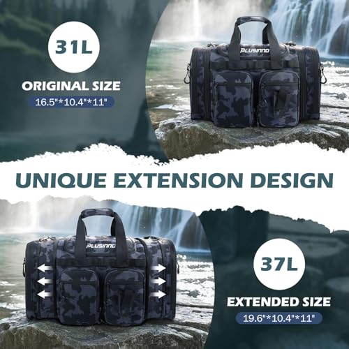 PLUSINNO Tackle Bag - Expandable Fishing Bag for Saltwater & Freshwater - Water Resistant Fishing Gear Shoulder Bag For Me...