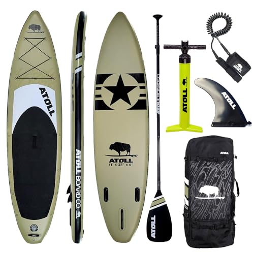 Atoll Inflatable Paddle Board with Premium SUP Stand Up Paddle Board Accessories & Back Pack, Non-Slip Comfort Deck for Un...