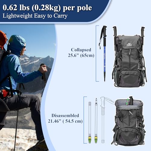 TheFitLife Nordic Walking Trekking Poles - 2 Sticks with Anti-Shock and Quick Lock System, Telescopic, Collapsible, Ultral...