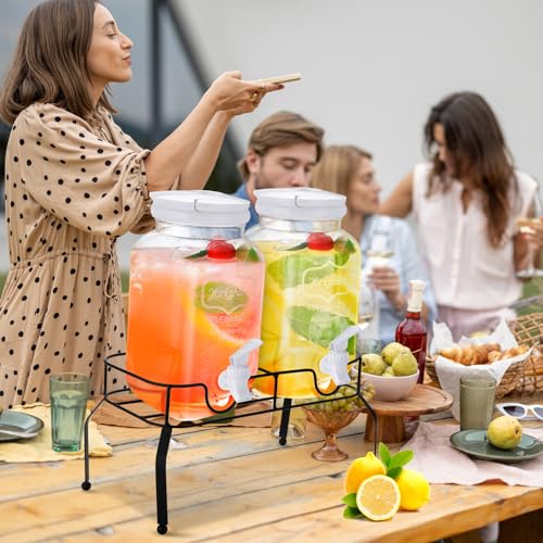 Teenyyou 2 Pcs Plastic Drink Dispensers for Parties Halloween Beverage Dispenser with Stand and Spigot Juice Lemonade Jars...