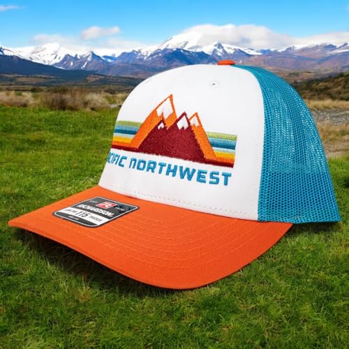 Pacific Northwest Trucker Hat - Richardson 115 Embroidered Snapback Cap for Men & Women - Hiking, Camping & Outdoor Adventure