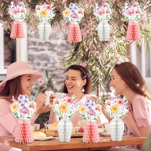 Wildflower Honeycomb Centerpieces for Tables, 9 PCS Floral Vase Table Decorations, Wildflower Birthday Decorations, Flower...