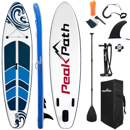 Peakpath Inflatable Stand Up Paddle Board (6’’ Thick) with Premium SUP Accessories&Bag,Bottom Fin for Paddling,Surf Contro...