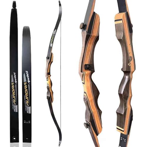 PANDARUS Wooden Takedown Recurve Bow 62" Right Handed Adult & Youth Beginner for Outdoor Training,Hunting & Competition Bow Set(35lbs, Right Handed)