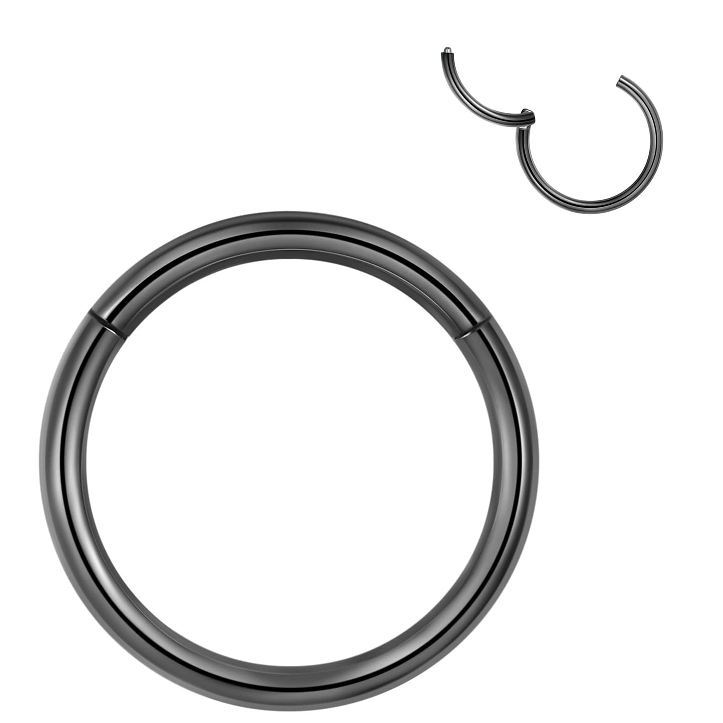 LOVEBODYJEWELRY 2pcs 20g 10mm Hinged Hoop Nose Ring Black Septum Ring Clicker 316L Surgical Steel Nose Hoop 20 Gauge Cartilage E