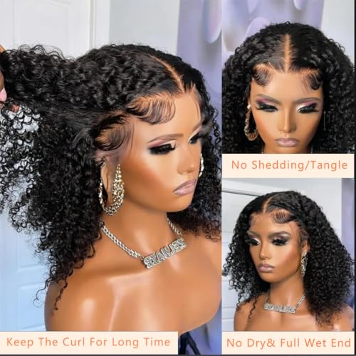 CHUDI Kinkycurly Wig Human Hair 13x6 Lace Front Wigs 250 Density Glueless Wigs Human Hair Pre Plucked With Baby Hair for Black Women Virgin Human Hair 14inch