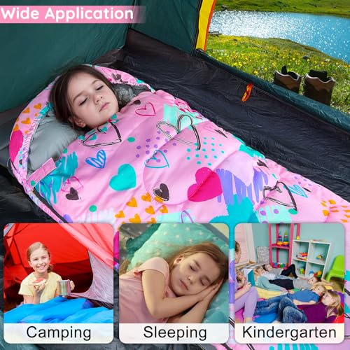 FIOBEE Kids Sleeping Bag for Girls Boys 3 Season Warm & Cool Weather Youth Camping Sleeping Bags with Backpacking Bag Wate...