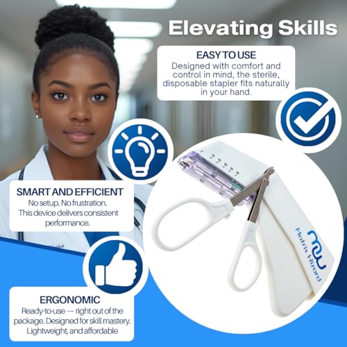 Disposable Skin Stapler (Suture Thread Alternative) with 55 Preloaded Wires Plus Stapler Remover Tool for Outdoor Camping ...
