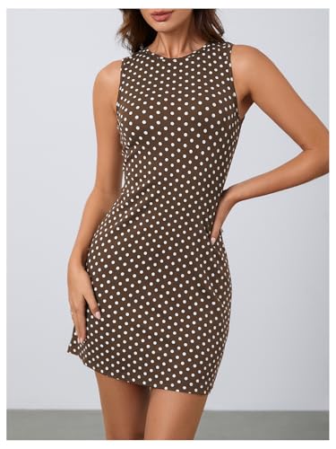 Verdusa Polka Dots Dress for Women Open Back Bodycon Backless Tank Mini Dress