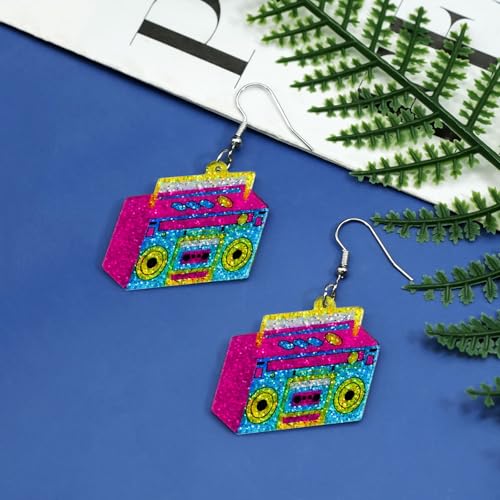 80s 90s Earrings for Women Colorful Lightning Acrylic Drop Earrings Neon Earrings Bulk for 80's 90's Outfit Glow Party Hal...