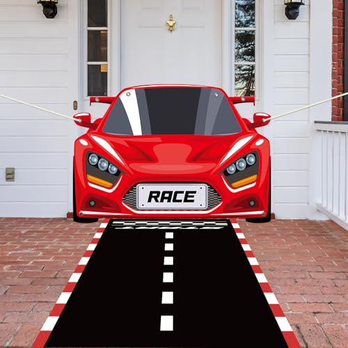 Race Car Birthday Party Decorations Hot Car Party Backdrop Racing Themed Photo Booth Props Race Cars Hanging Banner Backgr...