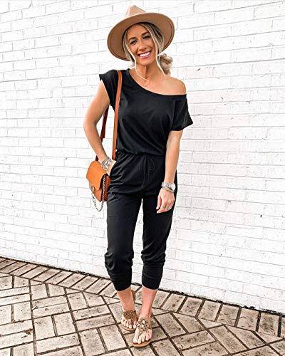 PRETTYGARDEN Jumpsuits for Women 2026 Summer Dressy Off Shoulder Romper Spring Vacation Travel Lounge Outfits Clothes