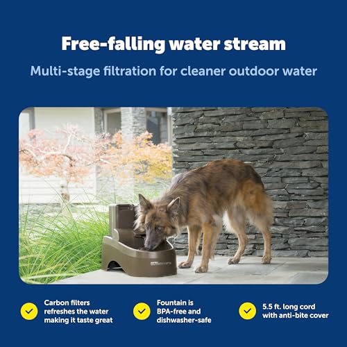 PetSafe Drinkwell Outdoor Dog Fountain - Encourages Drinking - Replaceable Carbon Filter - UV Resistant Plastic - BPA-Free...