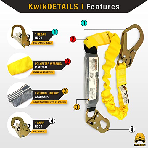 KwikSafety - Charlotte, NC - BOA [2 PACK] External Shock Absorber Single Leg 6ft Safety Lanyard OSHA ANSI Fall Protection ...