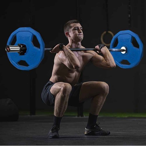 SPART Color Coded Weight Plate 2-Inch Rubber Coated Olympic Grip Plate for Barbell,Solid Cast Iron Weight Plates for Strength Training,Weightlifting,Crossfit,Home Gym, 35LB, Single