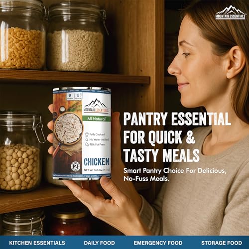 Mountain Essentials Fully Cooked Chicken 14.5 oz – Canned White Meat for Daily Meals, Camping & Emergency Food – Great for...