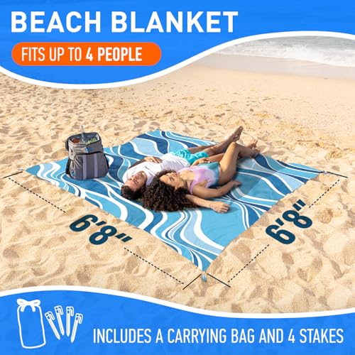 Everlasting Comfort Large Beach Blanket Waterproof & Sandproof - 80" x 80"/ 6.7ft x 6.7ft - Lightweight Picnic Mat, Campin...