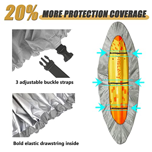 Frelaxy 420D Kayak Cover, Heavy Duty Waterproof UV Resistant Kayak Covers for Outdoor Storage, Ultra Strong Canoe Storage ...