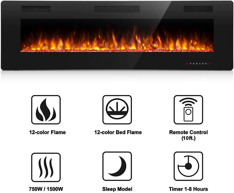 Antarctic Star 30 Inch Electric Fireplace In-Wall Recessed And Wall Mounted, Fireplace Heater And Linear Fireplace With Multicol