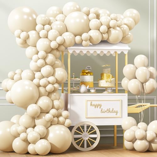 APLANET 150pcs Ivory White Cream Balloons Different Sizes 18 12 10 5 Inch, Latex Balloons for Ivory White Themed Birthday ...